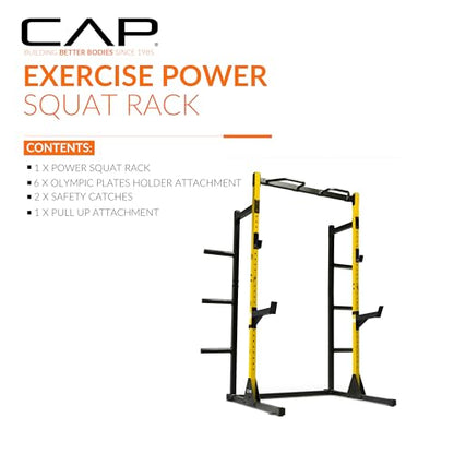 Cap Barbell Power Rack with Pull Up Bar & Attachments - Multiple Colors - color: YELLOW