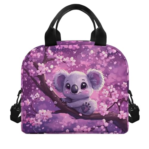 Flashideas Cherry Blossom Koala Backpack for Girls Kids Backpack with Lunch Box 32 oz Water Bottle and Water Bottle Bag 4Pcs Set 17" Cute Bookbag with Compartments for School Lightweight School Bag - color: Cherry Blossom Koala