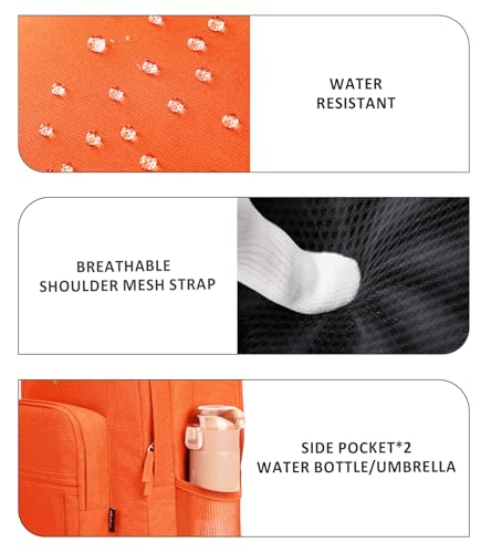 abshoo Classical Basic Womens Travel Backpack For College Men Water Resistant Bookbag (Tangerine) - color: Tangerine, size: 16.5 Inc