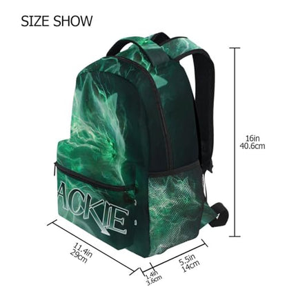 susiyo Custom Name Backpack Personalized School Bookbag Green Wolf Lightweight College Back Pack Travel Camping Casual Daypack for Teens Girls Boys Women Men - color: Custom Green Wolf