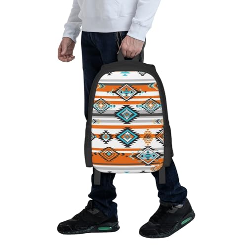 Lightweight Daypack Southwest Native Indian American Tribal Ethnic Aztec Print, Stands Upright, Padded Laptop Sleeve, for Commuters & Travel - color: Design (406)