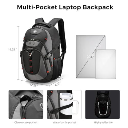 Swissdigital Design Travel Backpack for Men with USB Charging Port SD803-02 - color: Black/Grey