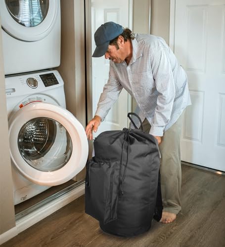 VividPaw Laundry Bag Backpack for College Dorm, Extra Large Travel Laundry Bags, Easy Carry Dirty Clothes Hamper Bag with Shoulder Straps, College Dorm Room Essentials (Black) - color: Black