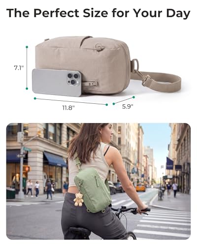 BAGSMART Small Sling Bag for Women, Fast Track Crossbody Bag Mini Backpack purse for Daily Travel Gym - color: Coffee