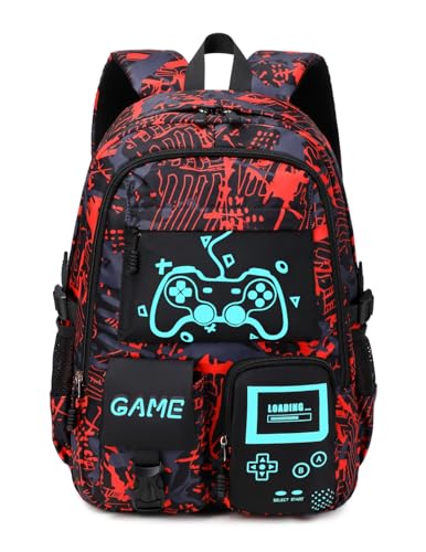 mezhsa Boys School Backpack Kids Bookbag Elementary Middle Durable Waterproof Bags - color: 2red
