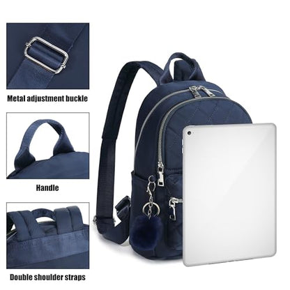 TANTOMI Mini Backpack Purse for Women Lightweight Small Backpack Purse Travel bookbag with Pom - color: Blue