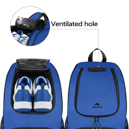 MATEIN Basketball Bag, Sturdy Soccer Bag with Ball Holder & Shoe Compartment, Large Basketball Backpack for Training Equipment, Water Resistant Sports Ball Backpack Fits Volleyball Football, Colorful - color: Blue - Large