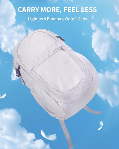 ECOHUB Travel Backpack for Women, 17.3 inch Suspended Laptop Backpack, Fashion Water-Resistant College Computer Bookbag, 28L Personal Item Bag with 12 Pockets for Causal, Work, Grey - color: Grey