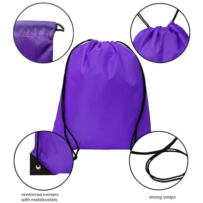 Drawstring Backpack Bulk 24Pcs Draw String Backpack Bags DIY Gym Sports Traveling Yoga Cinch Bag Sackpack Drawstring(purple) - color: Purple