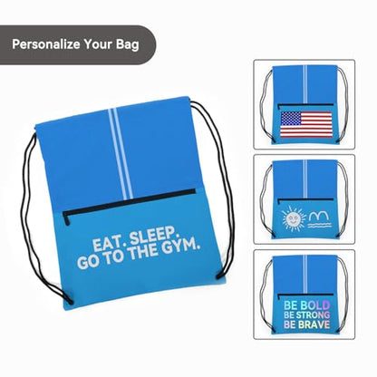 Drawstring Backpack Large Sports Gym Draw String Bag for Women and Men (Ocean Blue) - color: Two Tone Ocean Blue