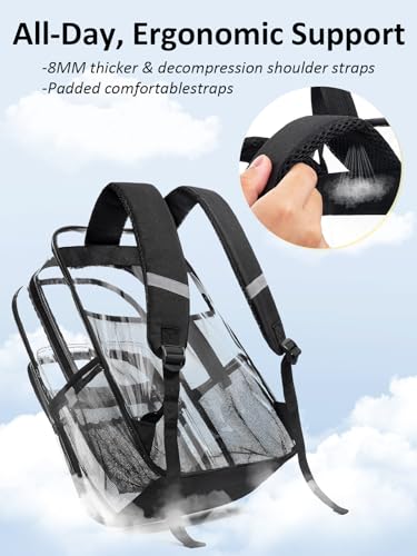 Clear Backpack Heavy Duty With A TSA Lock, 18 Inch Large Clear Back pack, Transparent See Through Bookbag for College, Work, Travel, Sport- Black - color: Black