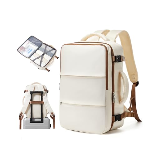 suradar Small Travel Backpack for Women Men,Carry On Backpack Flight Approved Hiking Backpack Rucksack Casual Daypack Personal Item Travel Weekender Essentials Backpacks - color: A3-beige Brown, size: Small
