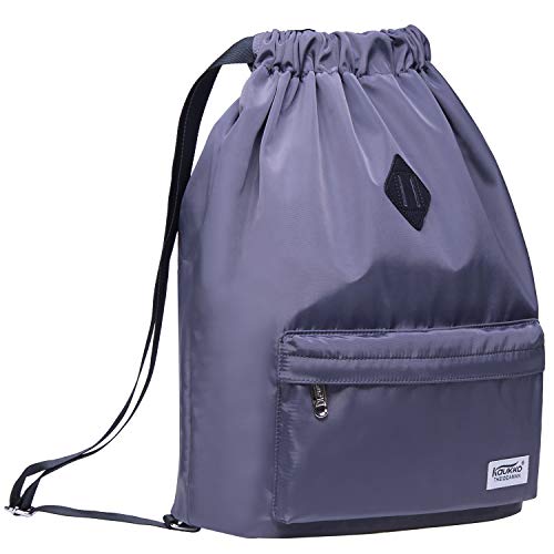 KAUKKO Drawstring Sports Backpack Gym Yoga Bag Shoulder Rucksack for Men and Women 1031-2-GRAY,18.5L - color: Nylon Grey