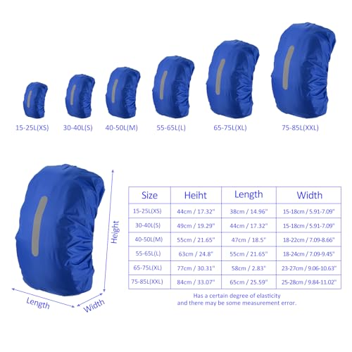 M METERXITY Backpack Rain Cover - Waterproof Lightweight Cover with Vertical Reflective Strap, Apply to Cycling/Hiking/Mountain Climbing (15-25L, XS, Navy Blue)