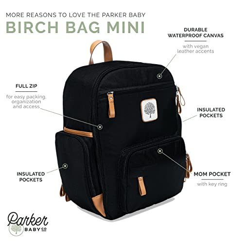 Parker Baby Co. Diaper Backpack - Full Zip Diaper Bag with Insulated Pockets - Black - color: Black