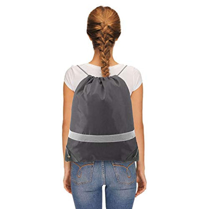 BeeGreen 20-Piece Grey Drawstring Backpacks, Reflective Cinch Sacks, DIY Blank Drawstring Bags for Women and Men, 16.5" L x 13.4" W - color: Reflective Grey-s