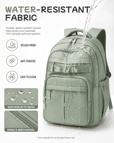 BJLFS Green Cute School Backpack with Laptop Compartment Small Travel Laptop Backpack for Women Men Waterproof College Backpack Simple School Bag for Teens Girls Boys - color: A2-green