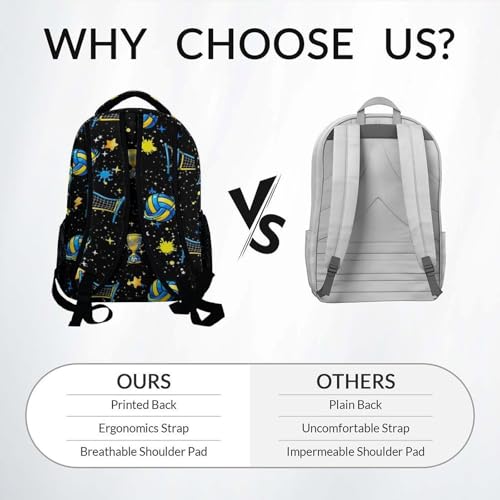 Personalized Volleyball Backpack for Girls, Custom Sports Kids School Bag with Name, 17" Lightweight Elementary Bookbag with Padded for Teen Students - color: Blue