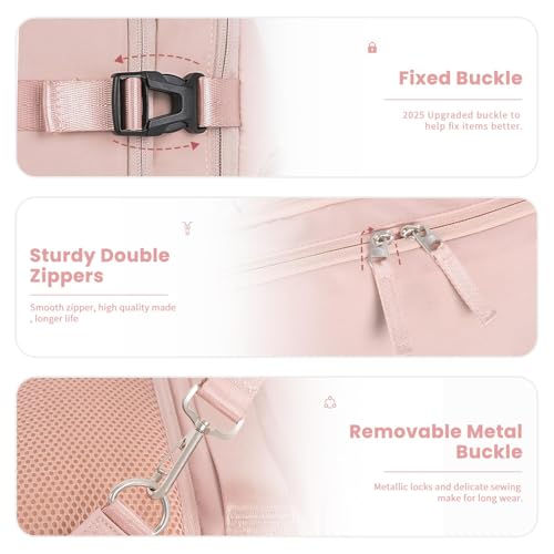 Sinaliy Travel Backpack for Women, Airline Approved Personal Item Bag - color: Pink, size: Large