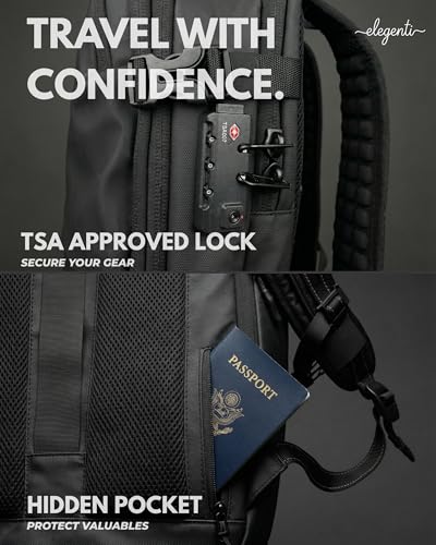 Expandable Vacuum Travel Backpack with Compression System & Pump | 60L Carry On Backpack with TSA Lock, Laptop Sleeve & Water Resistant Shell | Black