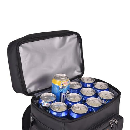 Alphasonik Cooler Backpack 40 Cans Insulated Backpack Cooler for Men & Women, 2 Leak Proof Compartments Coolers Bag for Beach Travel Picnic Hiking BBQ Fishing Outdoor Camping - color: Black