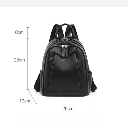Women's Minimalist Backpack, PU Leather Lightweight Laptop Backpack, Casual Travel Backpack Purse, Waterproof Daypack (Black) - color: Black