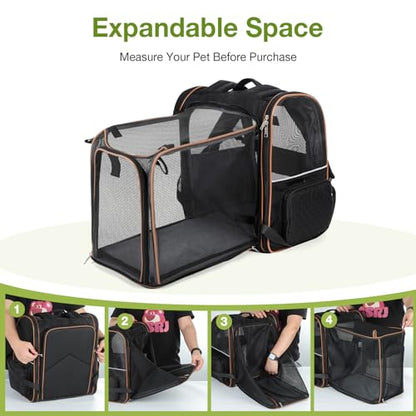 Large Cat Backpack Carrier Expandable Pet Carrier Backpack for Small Dogs Medium Cats Fit Up to 18 Lbs, Dog Backpack Carrier, Foldable Puppy Backpack Carrier for Travel,Black - color: Black