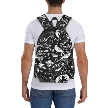 Gothic Bat Halloween Witchy Backpack School Bag Lightweight Bookbag Casual Daypack for Girls Boys Kids Women Men Travel Laptop 16 Inch - color: Halloween