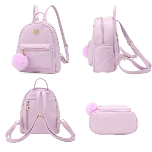 Barsine Girls Fashion Mini Backpack Purse Small Cute Plaid Leather Women Backpacks Little Bag (Purple) - color: Purple