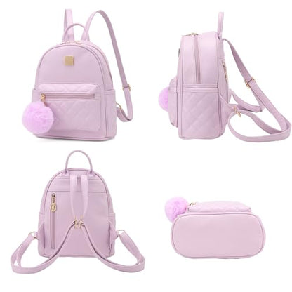 Barsine Girls Fashion Mini Backpack Purse Small Cute Plaid Leather Women Backpacks Little Bag (Purple) - color: Purple