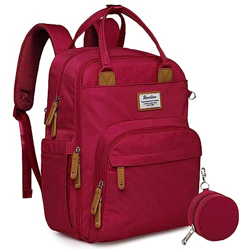 RUVALINO Diaper Bag Backpack, Multifunction Travel Pack Maternity Baby Changing Bags, Large Capacity, Waterproof, Purplish Red - color: Purplish Red