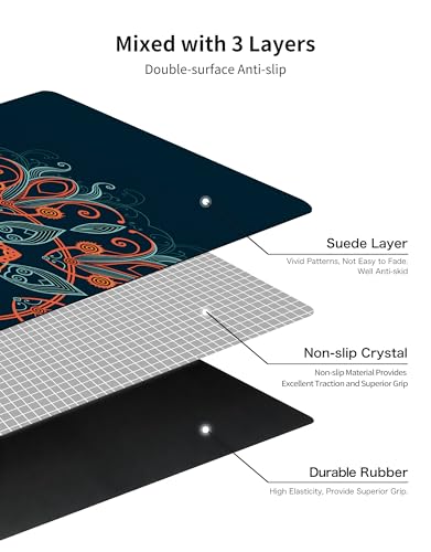 nuveti Printed Travel Yoga Mat-1/16 Inch Thick Non Slip Fitness Workout Mat with Carrying Bag, Foldable Lightweight Suede & Natural Rubber Yoga Mat for Yoga Pilates and Fitness 72" L x 24" W x 1.5mm - color: ShenHai