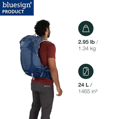 Osprey Stratos 24L Men's Hiking Backpack - Adjustable Daypack with Waterproof Raincover & Bottle Pockets, Pine Leaf - color: Pine Leaf, style: 24l