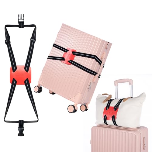 Luggage Straps for Suitcases, Travel Accessories to Connect Two Suitcase, Add A Bag Luggage Strap for Carry On Luggages Adjustable Buckle Belt (Black/Red-1pcs) - color: Black/Red-1pcs