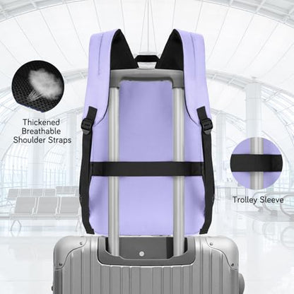 Goloni Lightweight Laptop Backpack 1.1Lbs, 26L Wear-Resistant Water Resistant Backpack with Laptop Compartment for Men Women - color: Light Purple