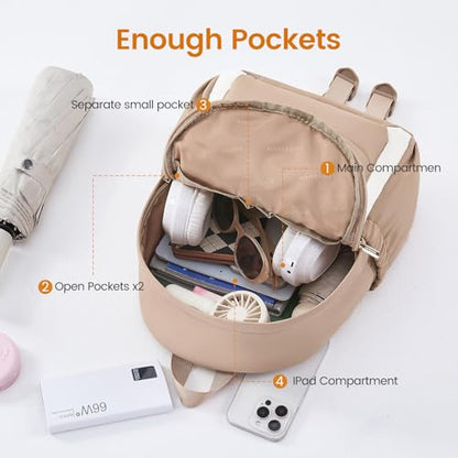 LOVEVOOK Mini Backpack Purse for Women, Small Puffer Lightweight Backpack, Casual Daily Daypack Purse for Women, back pack with Anti-theft Pocket for Travel-Khaki and Beige - color: Beige Khaki