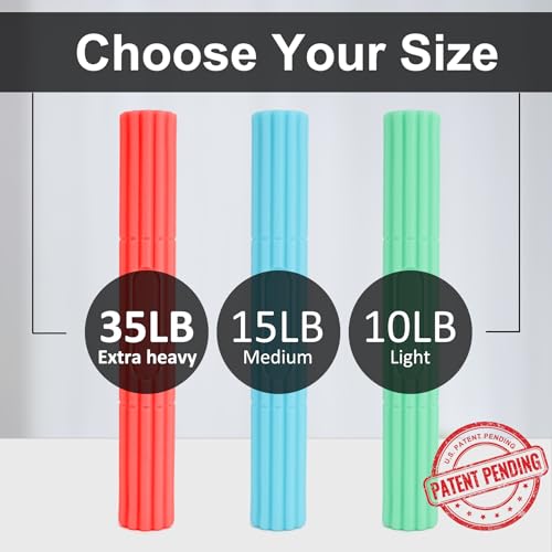 Flex Therapy Strengthener Bar for Tennis Elbow, Golfers Elbow, Tendonitis - Physical Therapy Resistance Bar for Wrist and Forearms Pain Relief - color: Blue-15LBS and Red-Extra heavy-35LBS