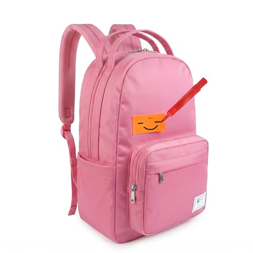 Xach Casual and Affordable Everyday Backpack for Women - Lightweight 20 liters capacity with 17” Laptop Sleeve, Unique Note Pad Design, Luggage Sleeve (Pink) - color: Pink