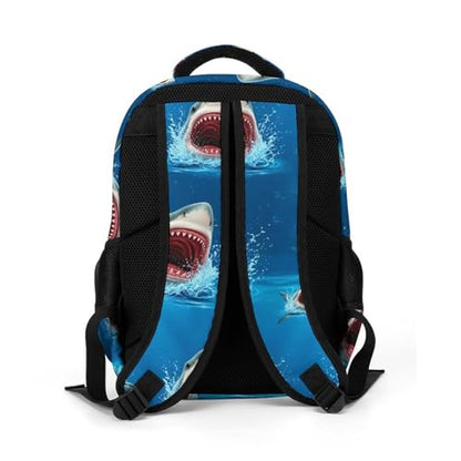 Cute College Laptop Backpack Shark Ocean, Sturdy Travel Business Bag with Tumbler Holder Gifts for Nurse Teacher Women - color: Pattern (321)