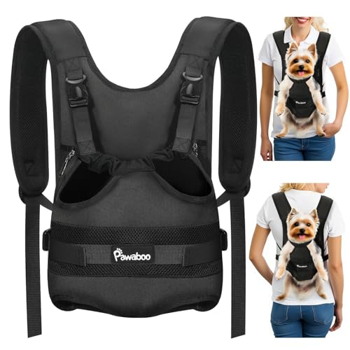 Pawaboo Pet Dog Front Carrier Backpacks, Legs Out Pet Carrier Backpack for Dogs, Adjustable Dog Chest Carriers Purse for Small Medium Dogs Hands Free for Travel Hiking Cycling Camping, S, Black - color: AA-Black, style: Small (Pack of 1)