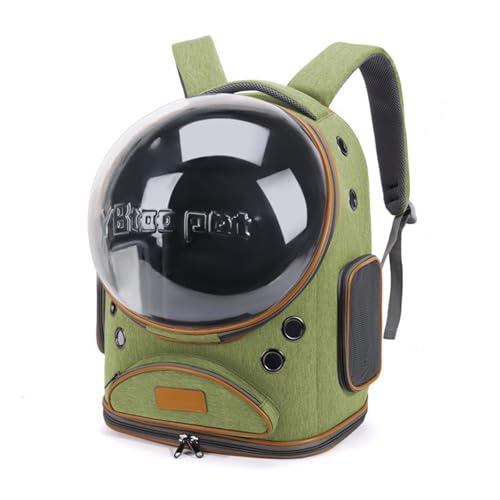 Cat Backpack Carrier, Breathable Cat Carrier Large Space Bubble Pet Backpack for Small Dog and Large cat up to 18lbs, Transparent & Foldable Pet Carrier for Travel Hiking (Green) - color: Green