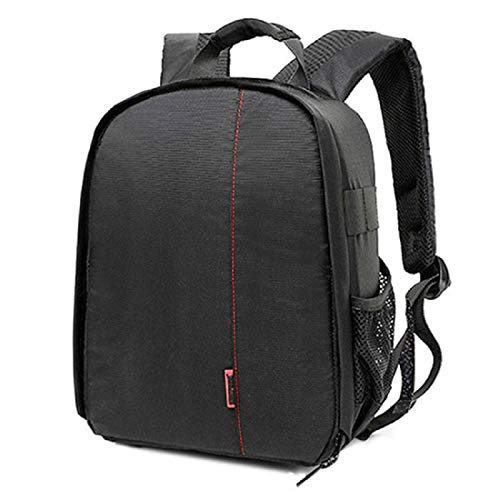Elonglin Camera Backpack Waterproof Bag Compact Camera Cases for DSLR/SLR and Accessories (Black 2) - color: Red Liner