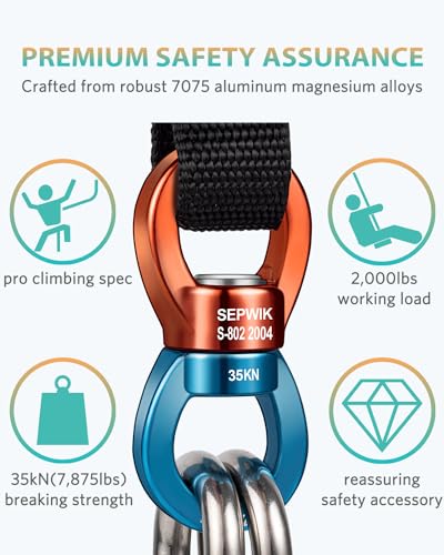 Swing Swivel, 35KN Swing Spinner, 360° Safety Rotational Device Hanging Accessory for Hanging Hammock, Web Tree Swing, Aerial Dance, Children's Swing - color: Orange Blue