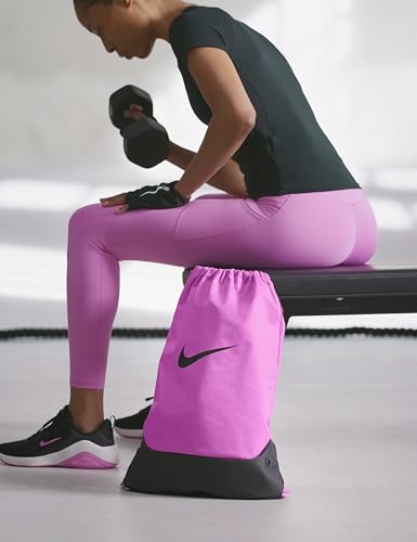Nike Unisex Adult Gameday Brasilia X Drawstring Bag Backpack (18L) | Mens and Womens - color: Light Magenta/Black/Black, size: One Size