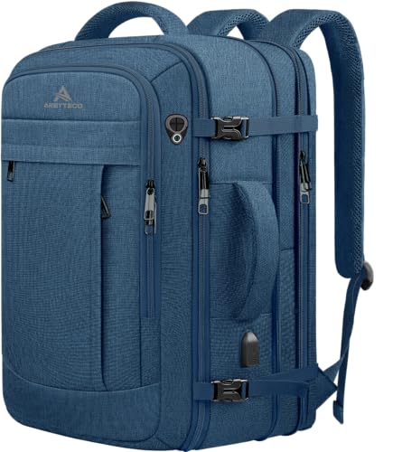 AREYTECO 55L Big Capacity Carry On Laptop Backpack Large Travel Backpack for Men, Expandable Water Resistant Overnight Weekender Luggage Gym Daypack Rucksack Traveling Backpack, Traveler Gifts, Blue - color: Blue, size: 18.4 Inch (22''x14''x11'')