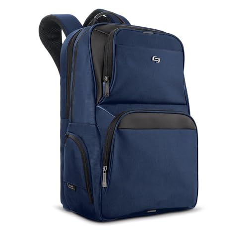 Solo New York Ambition Backpack – Stylish 17.3" Laptop Backpack with Tablet Pocket, Organizer Section, Padded Back & Straps – Perfect for Professionals & Travel (Navy)