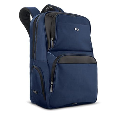 Solo New York Ambition Backpack – Stylish 17.3" Laptop Backpack with Tablet Pocket, Organizer Section, Padded Back & Straps – Perfect for Professionals & Travel (Navy)