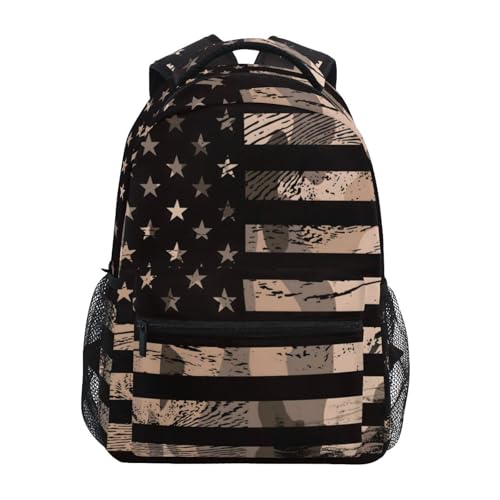 ALAZA American USA Flag Desert Camouflage Backpack Best Suitable for Under 13 Boys Kids Girls School Laptop iPad Tablet Travel School Bag with Multiple Pockets - color: Usa Flag