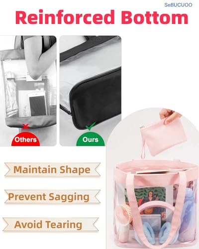 Clear Tote Bag Stadium Approved 12x6x12 12x12x6 Clear Bag for Stadium Events 12 x6 x12 Transparent Purse 12 x 6 x 12 - color: Cute Pink