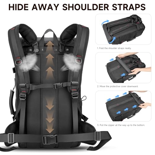 SWICKY Travel Backpack for Men, 50L Carry On Flight Approved Convertible Duffle Bag with Shoe Compartment, 17 inch Laptop Backpack Luggage Bag with USB Charging Port for Weekender Camping Hiking